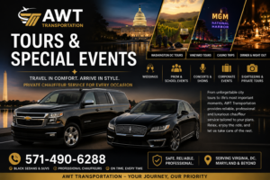 AWT Transportation black SUV and Sedan for tours and special events